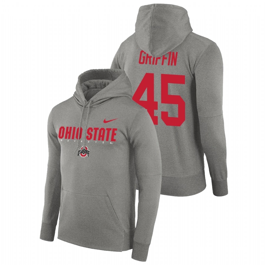 Ohio State Buckeyes Men's NCAA Archie Griffin #45 Gray Facility Performance Pullover College Football Hoodie FBD6349ZS